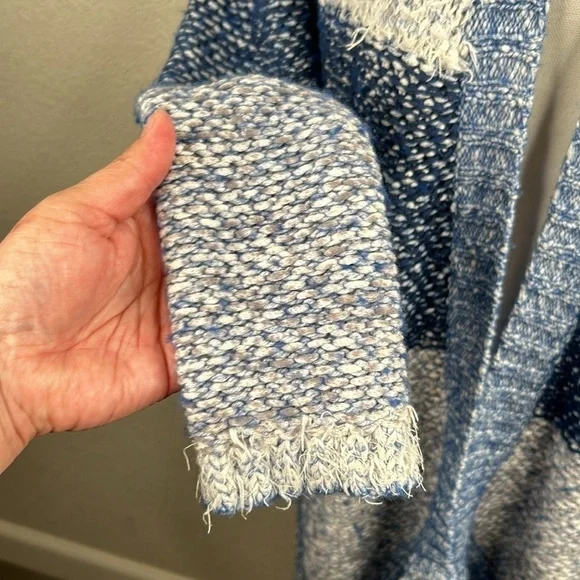 Lucky Brand Wool Blend Knit Striped Open Cardigan with Fringe Trim Size Small - Picture 4 of 8